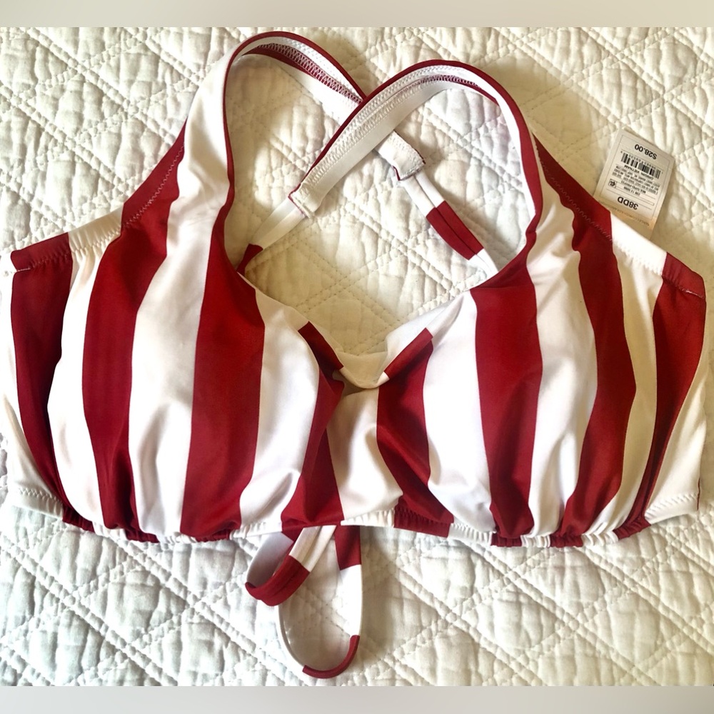 Shade & Shore Women’s Bikini Top in Red and White 38DD